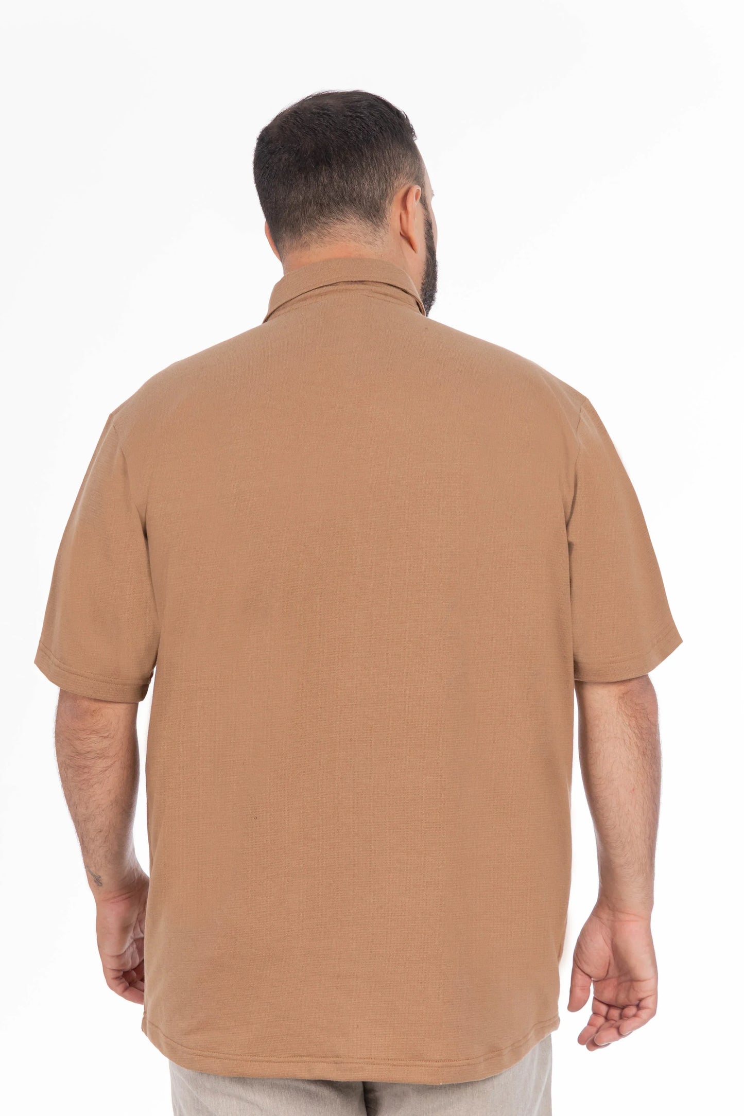 Plus Camisa Camisa Textura Mont Café - Gangster
