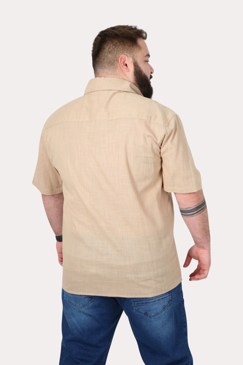 Plus Camisa Mc Algodón Imbe Beige Gangster