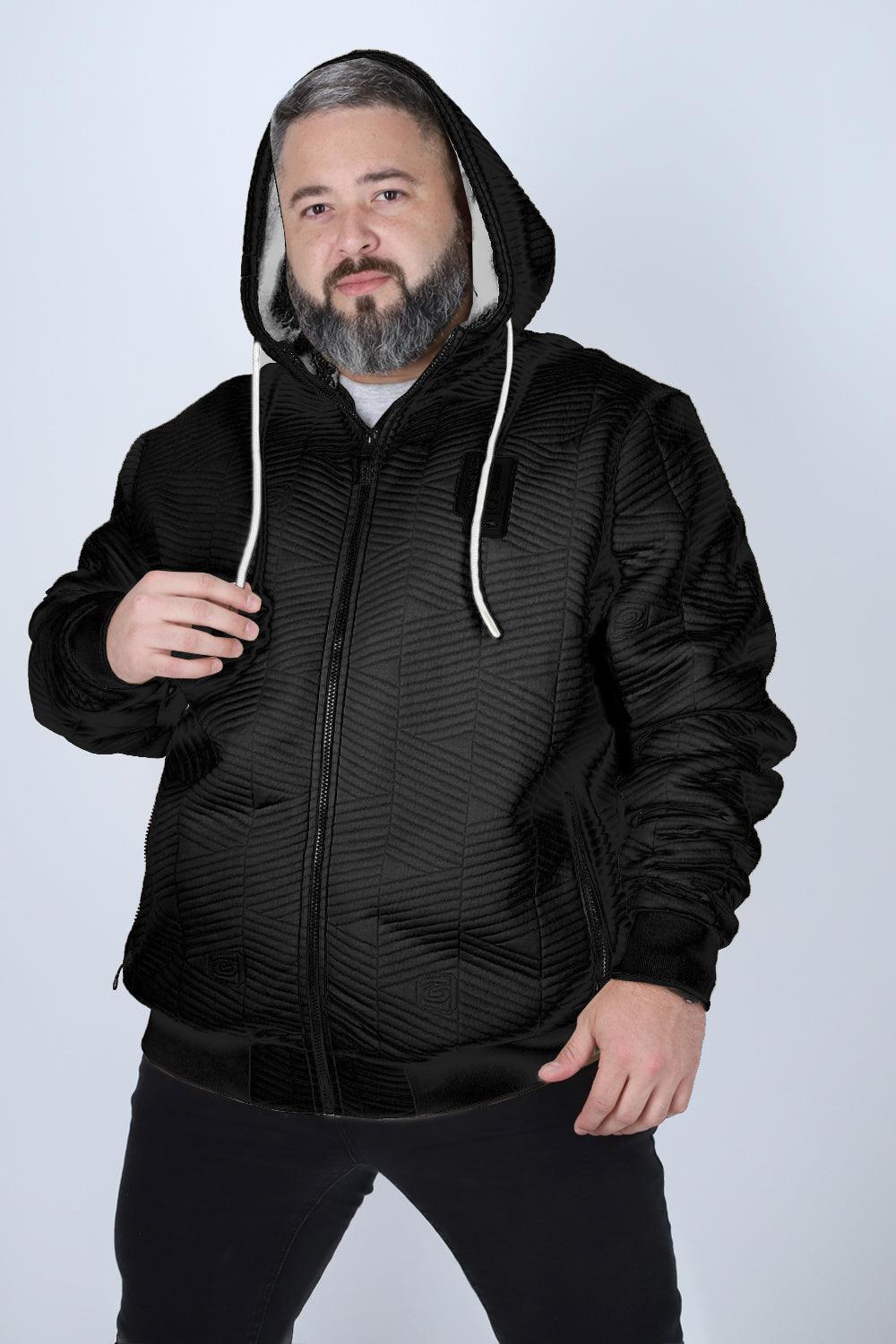 Plus Poleron Full Zipper Jacquard Sherpa Nebula Negro Gangster - Gangster