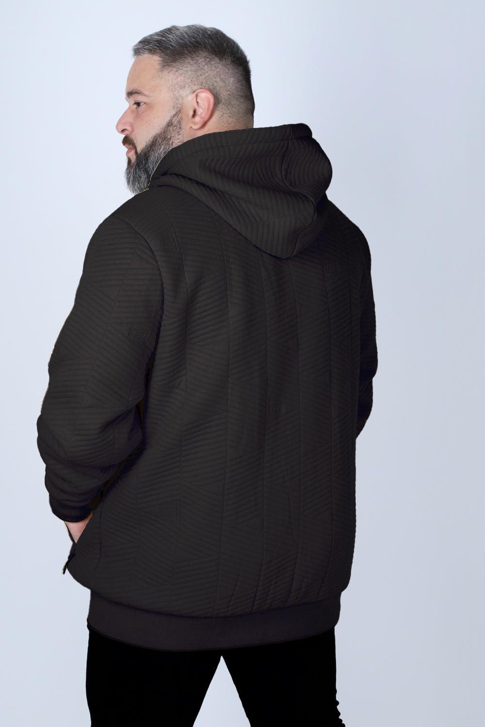 Plus Poleron Full Zipper Jacquard Sherpa Nebula Negro Gangster