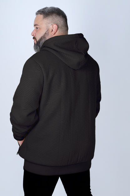 Plus Poleron Full Zipper Jacquard Sherpa Nebula Negro Gangster