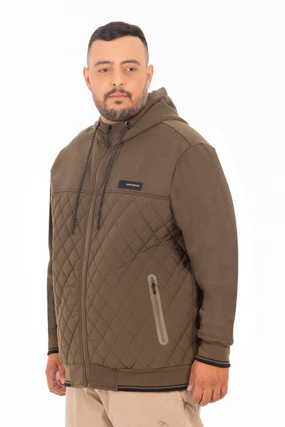 Plus Poleron Hibridas Patchwork Verde Oliva Oscuro Gangster