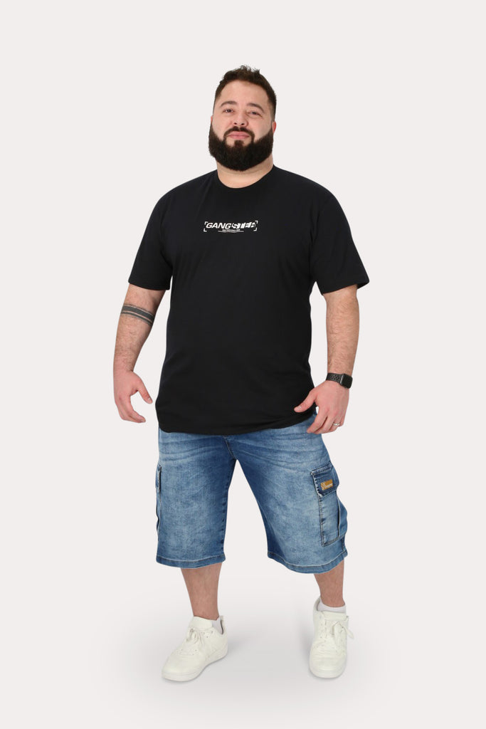 Plus Short Bermuda Denin Cargo Raw Azul   Gangster