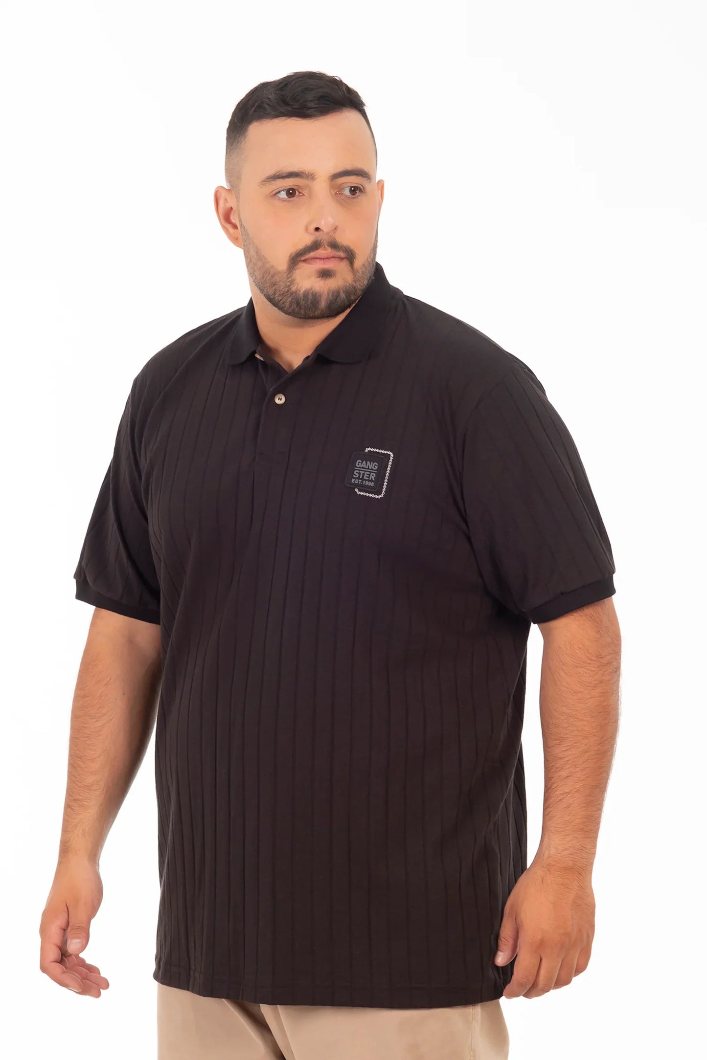 Plus Polera Cuello Textura Brixton Negro