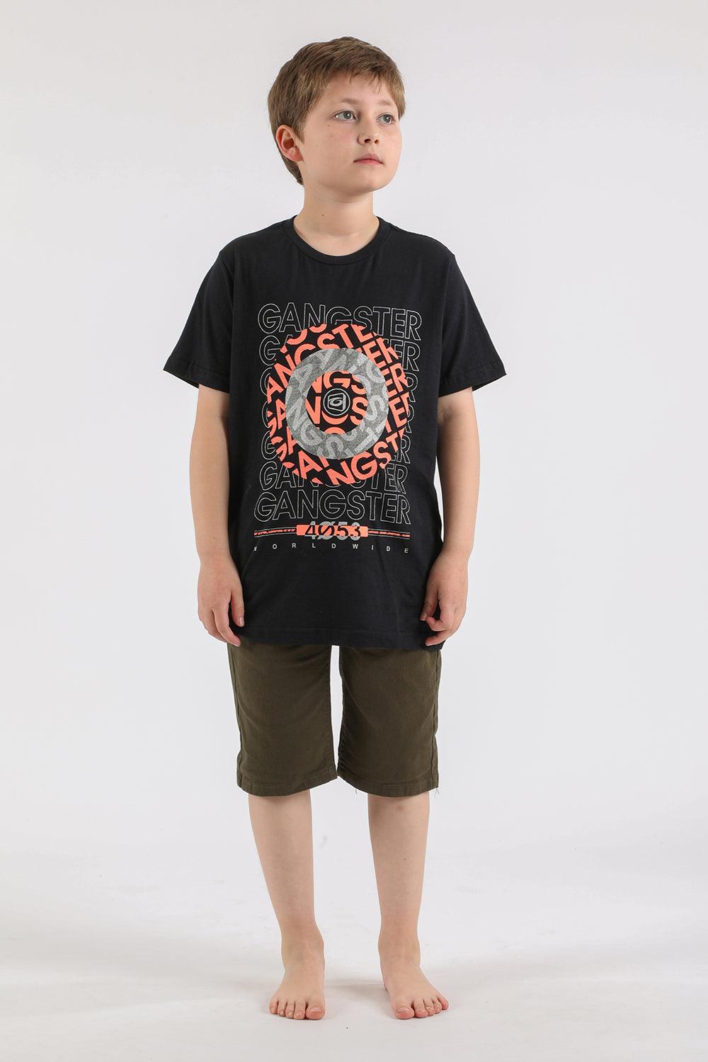 Teen Polera Mc Básica Disc Negro Gangster - Gangster