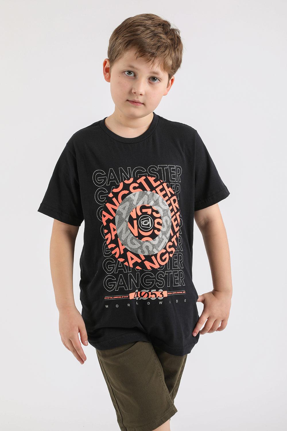 Teen Polera Mc Básica Disc Negro Gangster - Gangster