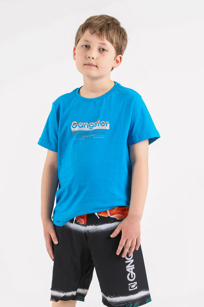 Teen Polera Mc Básica Woods Azul Gangster