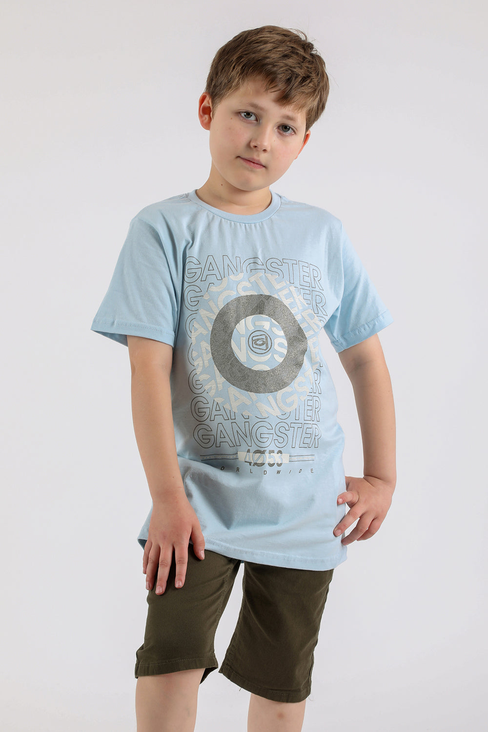 Teen Polera Mc Básica Disc Celeste Gangster