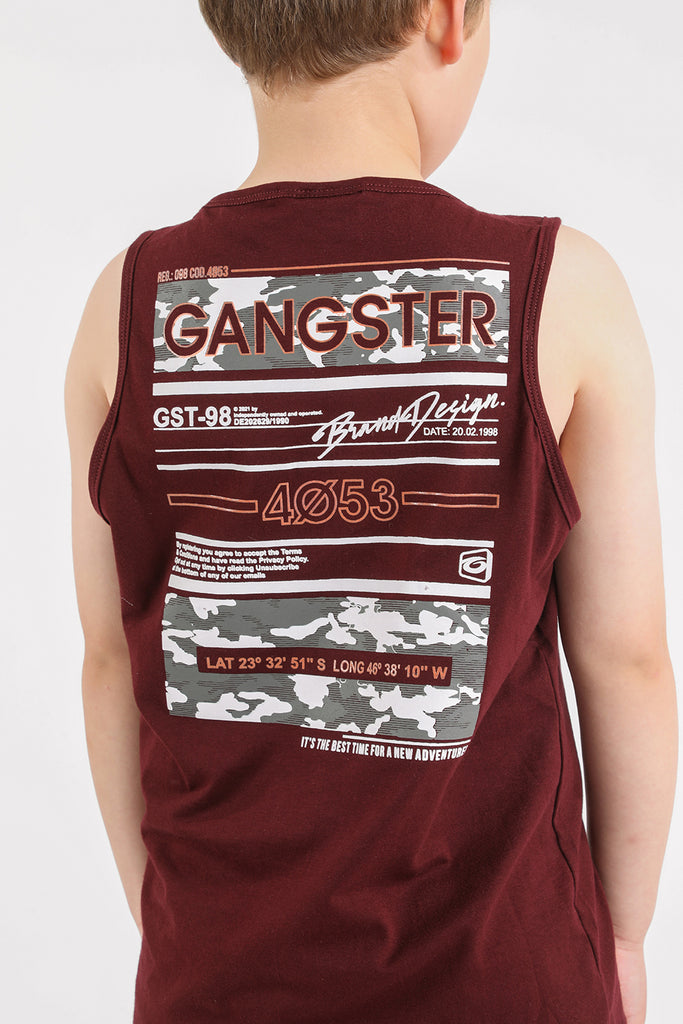 Teen Polera Sm Camo Burdeo Gangster