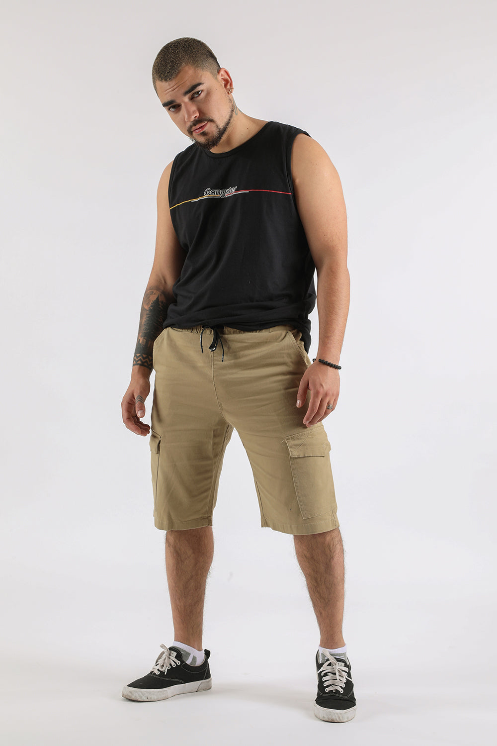 Short Canvas Cargo Carpenter Beige Gangster