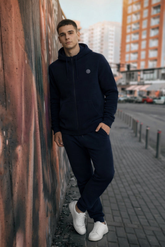 Polerón Full Zipper Fleece Shagy Azul Marino