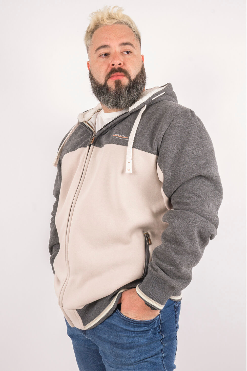 Polerón Full Zipper Fleece Cord Gris Gangster
