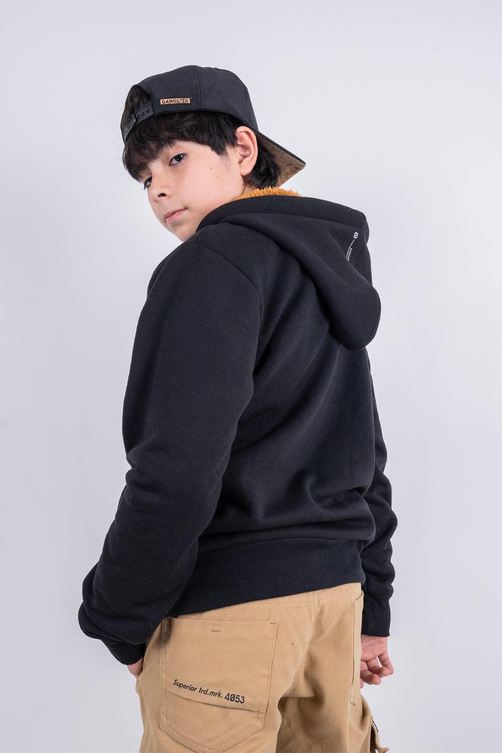 Teen Polerón Fullzipper Sherpa Shine Negro Gangster - Gangster