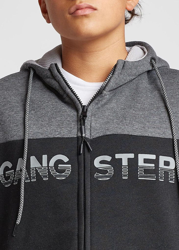 Teen Poleron Zip Hoodie Pionner Negro Gangster - Gangster