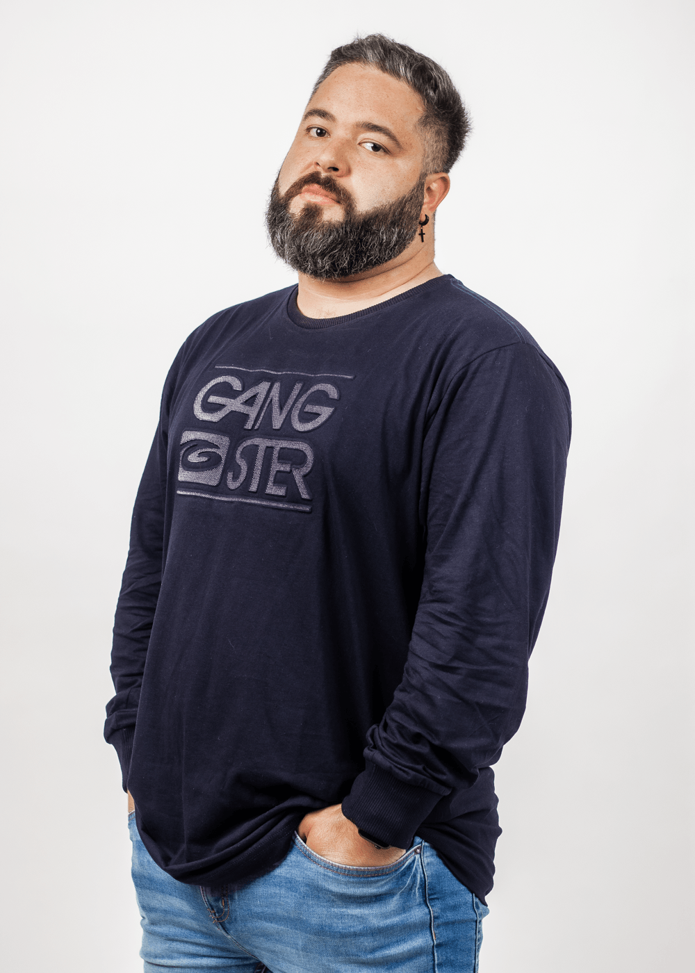 Plus Polera Manga Larga Hope Azul Marino Gangster - Gangster