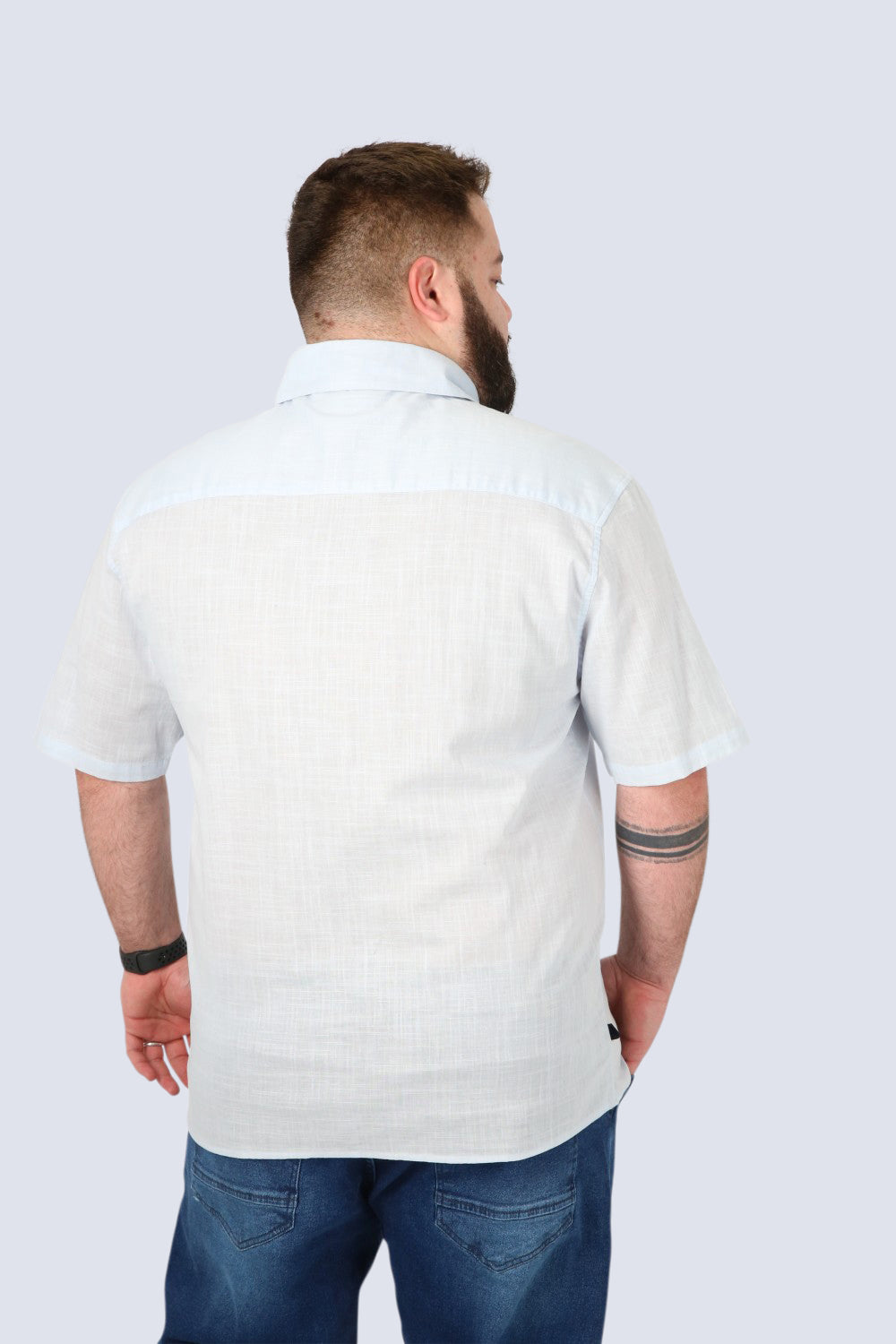 Plus Camisa Mc Algodón Pina Celeste Gangster
