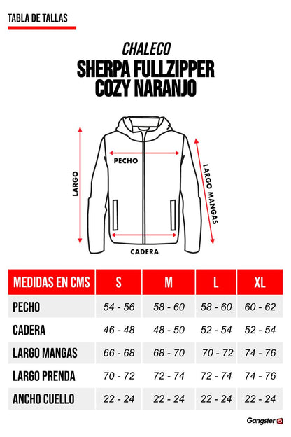 Chaleco Sherpa Full Zipper Cozy Naranjo Gangster